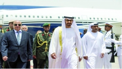 ‏الرئيس هادي يصل الإمارات في زيارة رسمية.. ومحمد بن زايد في مقدمة مستقبلية