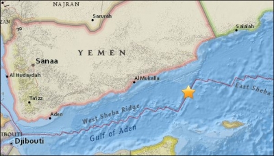 هزة أرضية بقوة 6.2 تضرب اليمن على بعد 213 كم شمال غرب جزيرة سقطرى