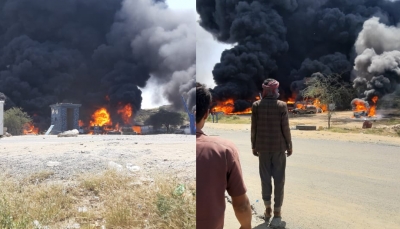 بعد أيام من احتجازها.. ميليشيات الحوثي تحرق أكثر من 20 ناقلة وقود في البيضاء
